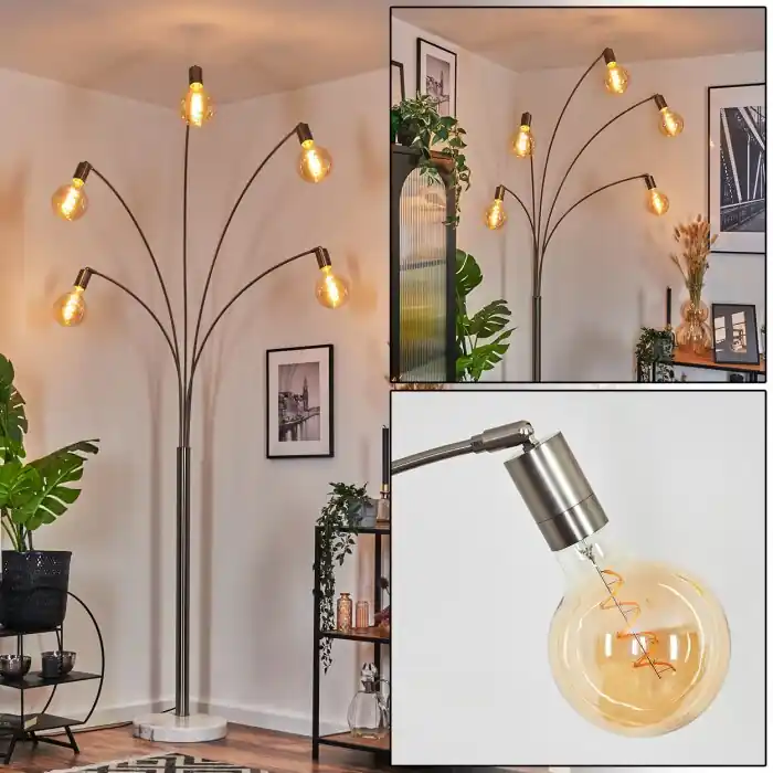 Aanbieding Codecreo Staande lamp Nikkel mat, Zwart, Wit, 5-lichts
