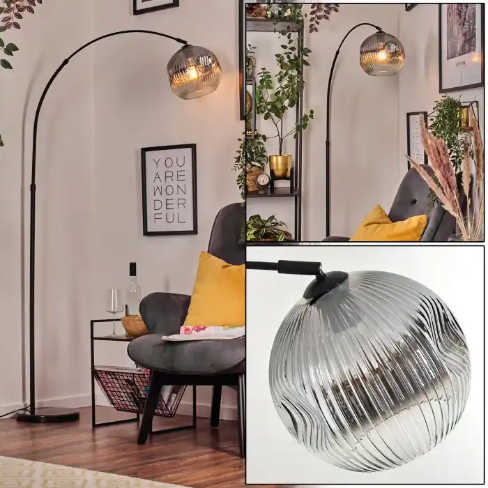 Ripoll Staande lamp, Booglampen Zwart, 1-licht Actieprijs