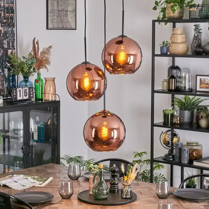 Koyoto Hanglamp, Kogellampje, Cluster hanglamp Koperkleurig, 3-lichts Lage Kosten