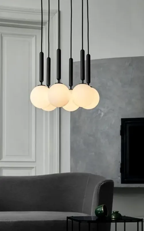 Miira 6 hanglamp, grijs/opaal Snelle Levering
