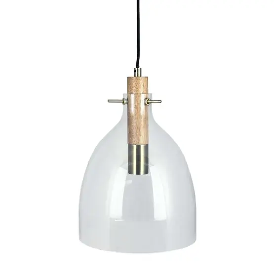 Lage Prijs Bistro D30 hanglamp, helder/eiken/messing