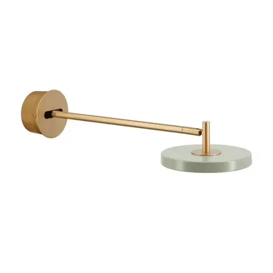 Asteria wandlamp lang hardwired, olive groen/messing Merkproduct