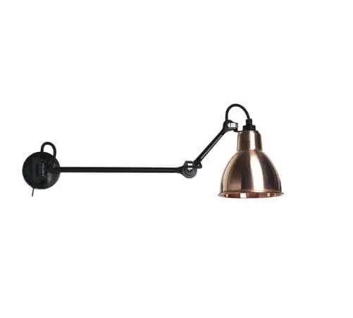 Hoge Kwaliteit Lampe Gras No. 204 L40 SW wandlamp, zwart/ruw koper