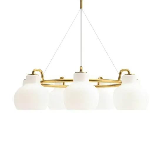 Rechtstreeks Van De Fabrikant VL Ringkrone 7 hanglamp, messing/glanzend opaal