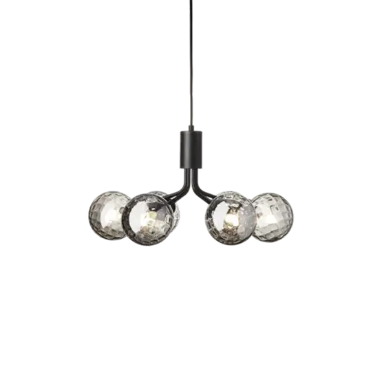 Gecertificeerd Apiales 6 kroonluchter, satijn zwart/optic smoked glas