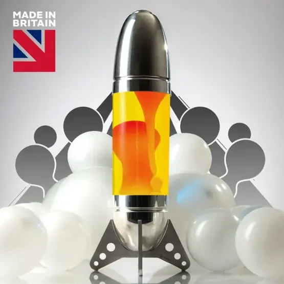 Rokit raketvormige lavalamp, zilver/geel met oranje lava Koop Online