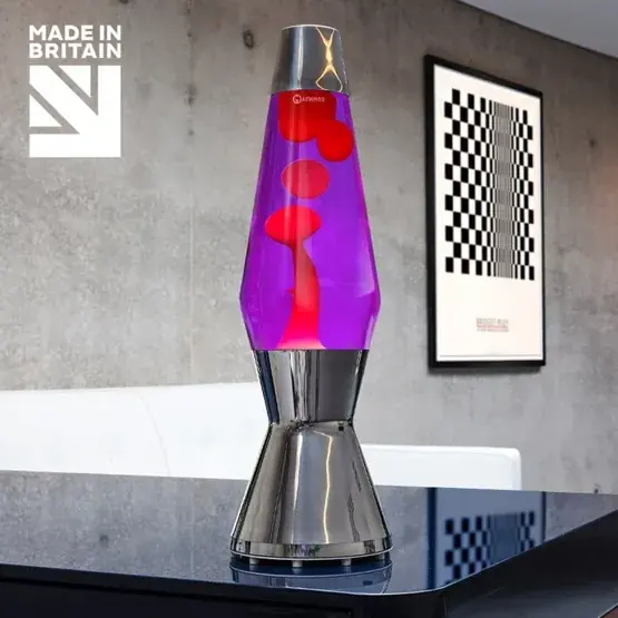 Superprijs Astro lavalamp, zilver/violet met rode lava