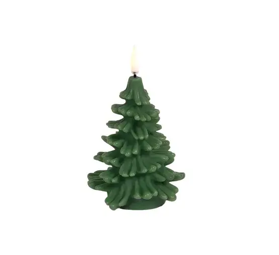 Koopje Uyuni LED kaars kerstboom, olive green, smooth, 9x12