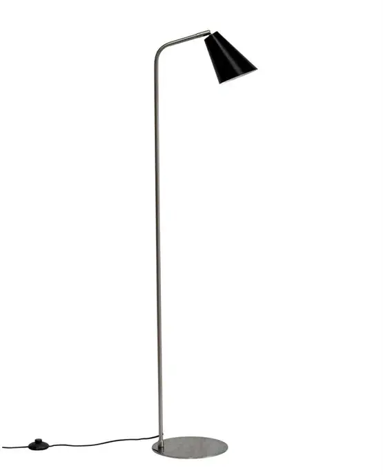 Oswald vloerlamp, zwart/geborsteld staal Weekendaanbieding