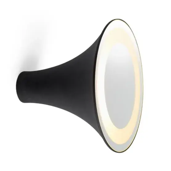 Hete Deal Sirens Wandlamp Ø26,5 met frosted glas en grote spiegel, zwart