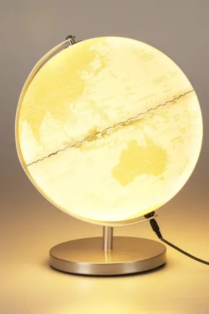 Wereldbol met Licht - 31cm - Wit met Goud Betaalbaar