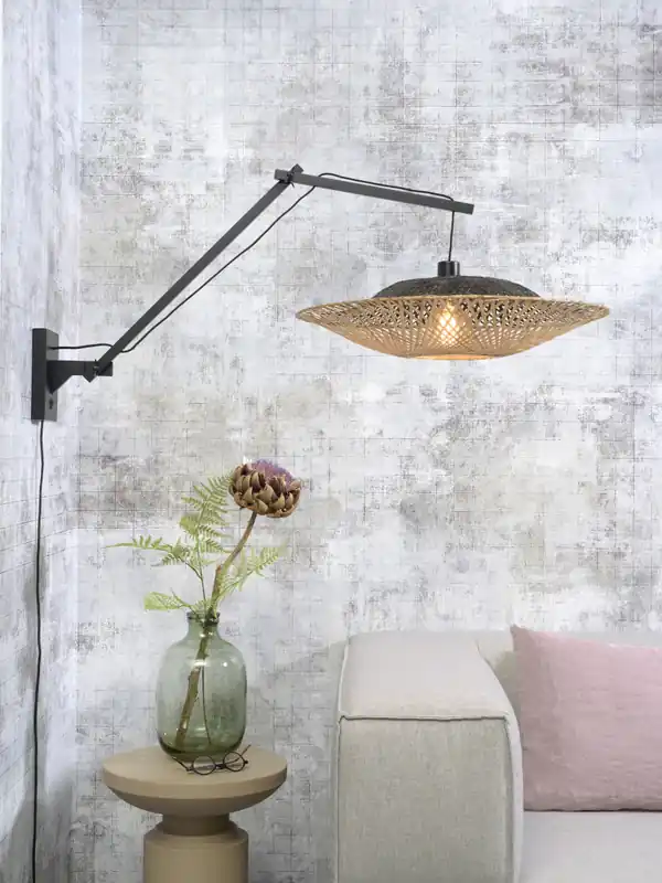 Tijdelijk Beschikbaar Bamboe Wandlamp Kalimantan - Good&Mojo - H 70 x B 112 x Ø 60 cm