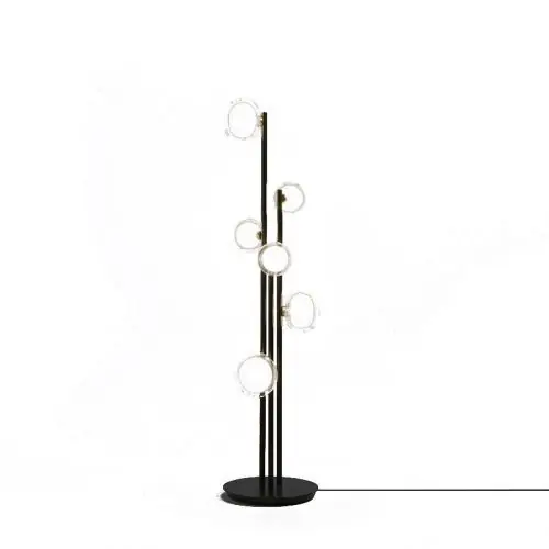 Betaalbaar Tooy Nabila Vloerlamp - Zwart - Messing - Dimmer