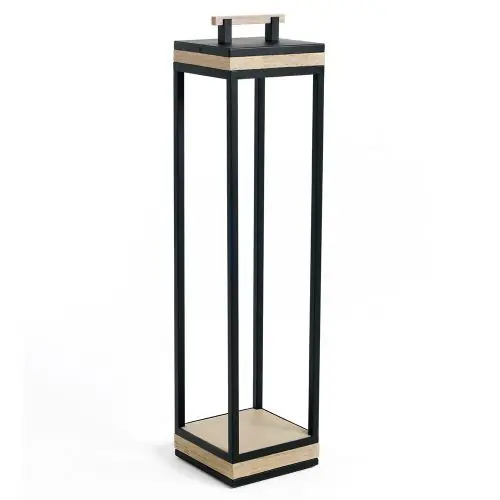 Korting Ethimo Carre XL Vloerlamp - Pickled teak - Zwart