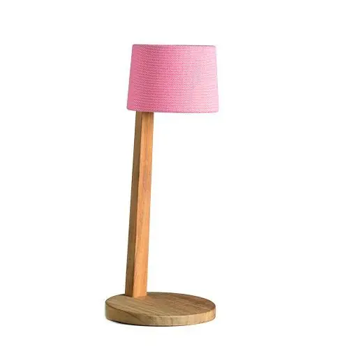 Ethimo Gaia Oplaadbare Tafellamp - Teak - Rosa - Roze Direct Beschikbaar