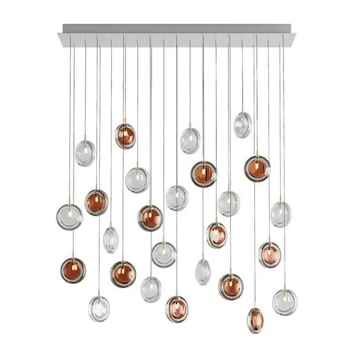 Aanbieding Bomma Lens 26 pcs Square Hanglamp - 12x Amber 14x Helder glas