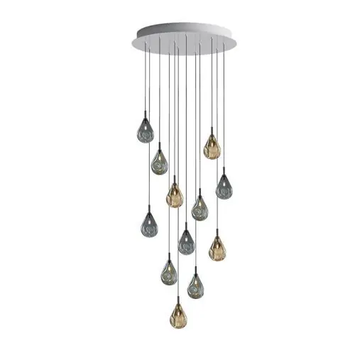 Direct Verzonden Bomma Soap Mini 12 pcs Hanglamp - 4x Blauw 4x Zilver 4x Goud glas