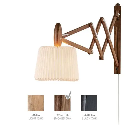 Nu Kopen LE KLINT Sax 233-120S Wandlamp - Gerookt eiken met papieren kap - Zijdenwit