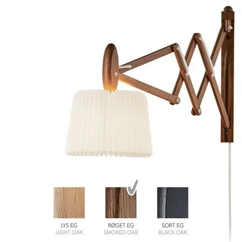 Direct Verzonden LE KLINT Sax 233-120S Wandlamp - Gerookt eiken met standaard kap - Wit