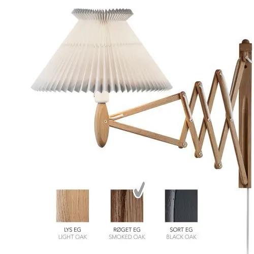 Lage Prijs LE KLINT Sax 234-6/27 Wandlamp - Gerookt eiken met standaard kap - Wit