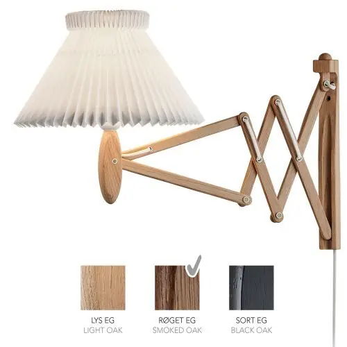 Gecertificeerd LE KLINT Sax 224-1/17 Wandlamp - Gerookt eiken met standaard kap - Wit