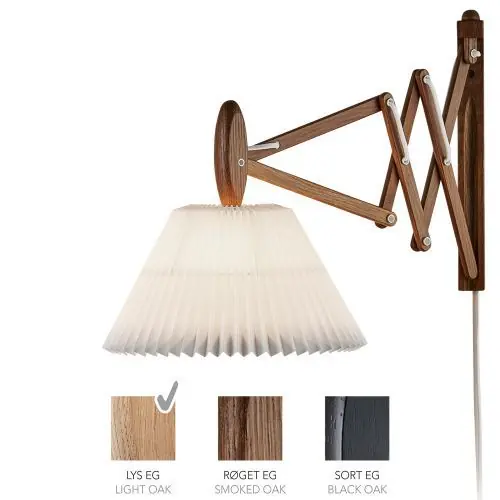 LE KLINT Sax 223-2/17 Wandlamp - Licht eiken met standaard kap - Wit Exclusieve Aanbieding