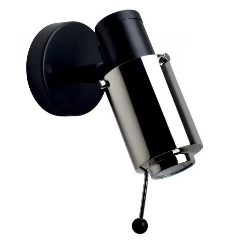 DCW Editions Biny Spot Bulb Wandlamp - Zwart/nikkel - met stokje - zonder schakelaar Favoriet