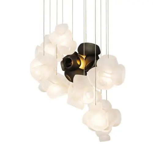 Bocci 100.11 Random Hanglamp - Transparant met grijs - Ronde plafondkap Nieuw