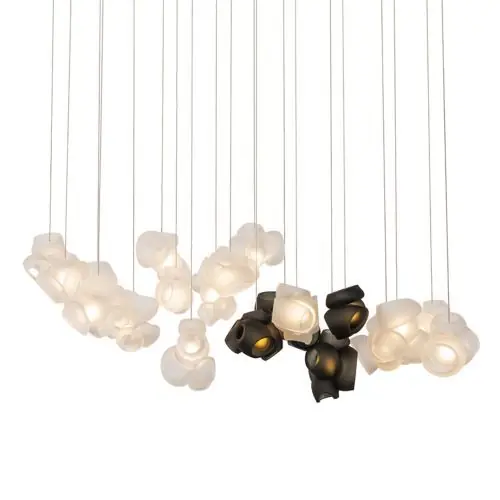 Snelle Levering Bocci 100.20 Random Hanglamp - Transparant met grijs - Ronde plafondkap