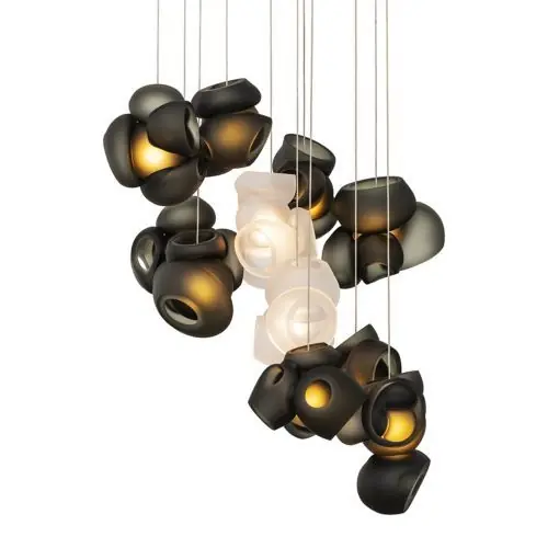 Koopje Bocci 100.11 Random Hanglamp - Grijs met transparant - Rechthoekige plafondkap