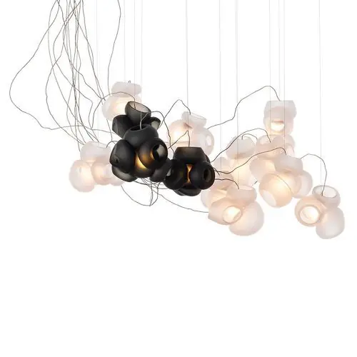 Bocci 100.13 Semi-rigid Hanglamp - Transparant met grijs - Ronde plafondkap Fabrieksprijs