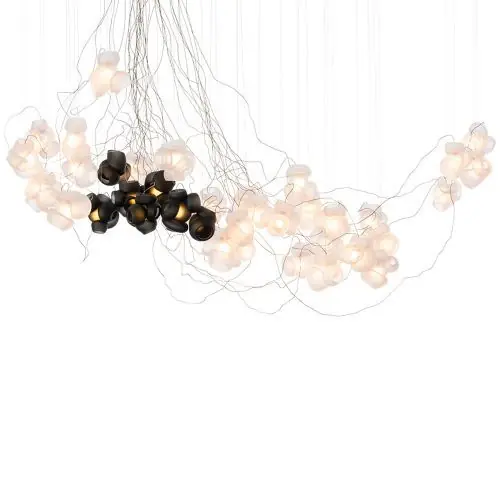Favoriet Bocci 100.37 Semi-rigid Hanglamp - Transparant met grijs - Ronde plafondkap