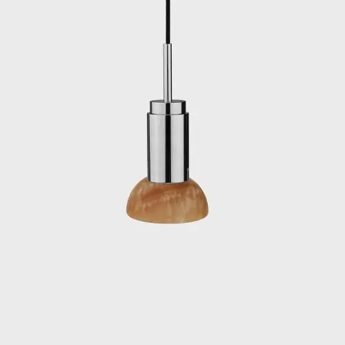 Anour Donya Onyx Moon Hanglamp - Amberkleurige kap - Gepolijst roestvrij staal Flitsaanbieding