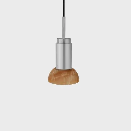 Anour Donya Onyx Moon Hanglamp - Amberkleurige kap - Geborsteld roestvrij staal Korting