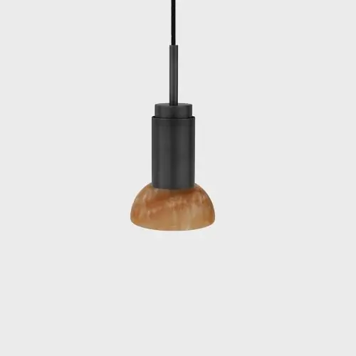 Anour Donya Onyx Moon Hanglamp - Amberkleurige kap - Zwart PVD Tijdelijk Beschikbaar