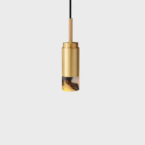 Beperkte Voorraad Anour Donya Onyx Cylinder Hanglamp - Gemixte kap - Goud PVD