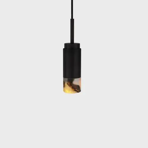 Lage Kosten Anour Donya Onyx Cylinder Hanglamp - Gemixte kap - Zwart PVD