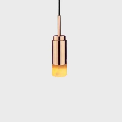Anour Donya Onyx Cylinder Hanglamp - Amberkleurige kap - Gepolijst koper Express Levering