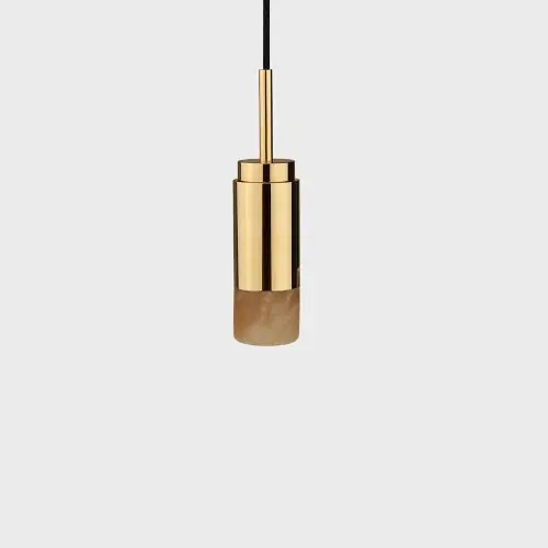 Anour Donya Onyx Cylinder Hanglamp - Amberkleurige kap - Gepolijst messing Direct Beschikbaar
