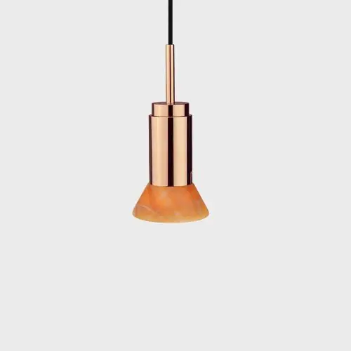 Anour Donya Onyx Trapeze Hanglamp - Amberkleurige kap - Gepolijst koper Merkproduct