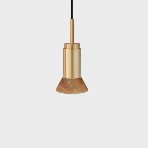 Direct Beschikbaar Anour Donya Onyx Trapeze Hanglamp - Amberkleurige kap - Geborsteld messing