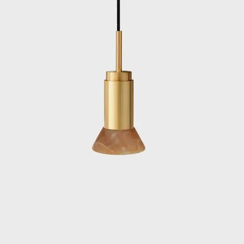 Beste Prijs Anour Donya Onyx Trapeze Hanglamp - Amberkleurige kap - Goud PVD