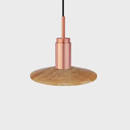 Anour Donya Onyx Solar Hanglamp - Amberkleurige kap - Geborsteld koper Hete Deal