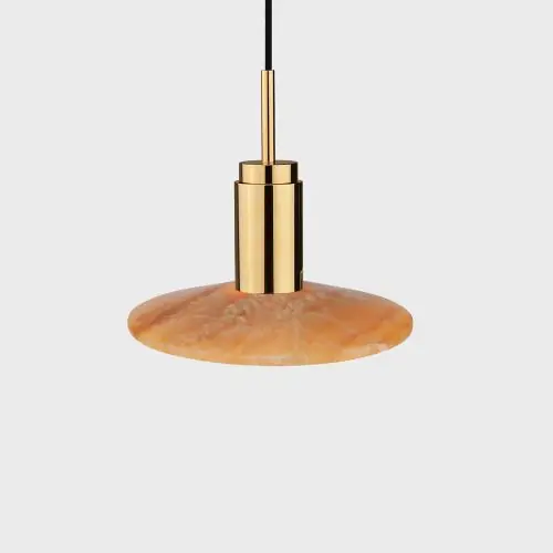 Koop Online Anour Donya Onyx Solar Hanglamp - Amberkleurige kap - Gepolijst messing