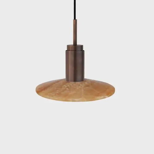 Anour Donya Onyx Solar Hanglamp - Amberkleurige kap - Gebruind messing Lage Kosten