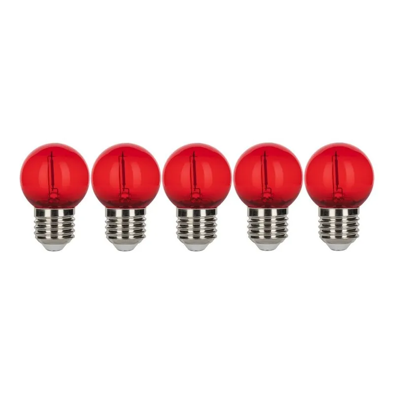 Bailey 5x Kogellamp Rood LED Filament 0,6W Grote fitting E27 Plastic Alleen Vandaag