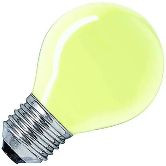 Gloeilamp Grote fitting E27 Kogellamp Geel 45mm 15W Beperkte Voorraad