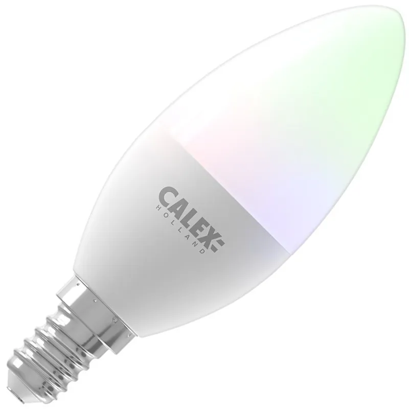 Op = Op Calex Smart E27 fitting Kaars P45 Softline 4.9W Bediening app