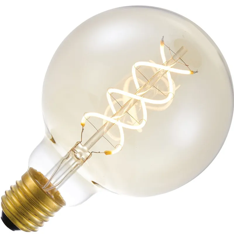 Lighto LED filament Grote fitting E27 Globelamp Goud 95mm 5W Direct Verzonden