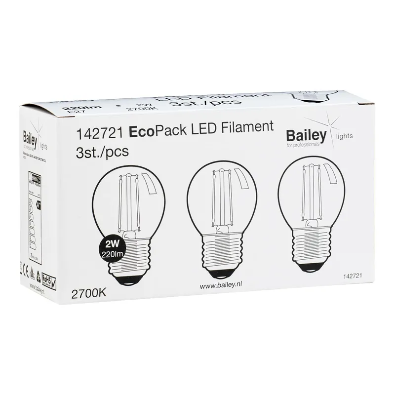 Bailey 3x LED Kogellamp Grote fitting E27 2W Beste Prijs